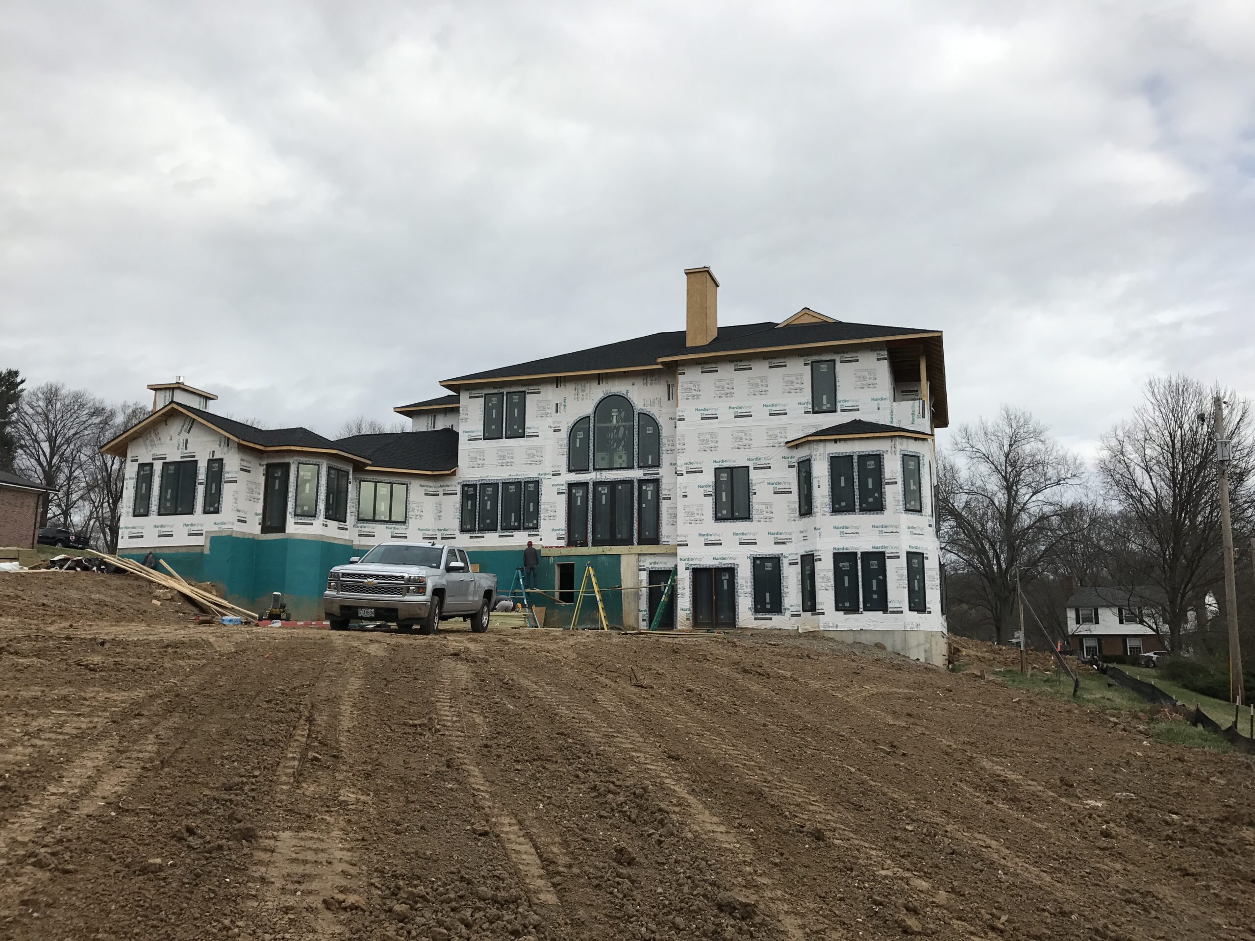 Three story house under construction