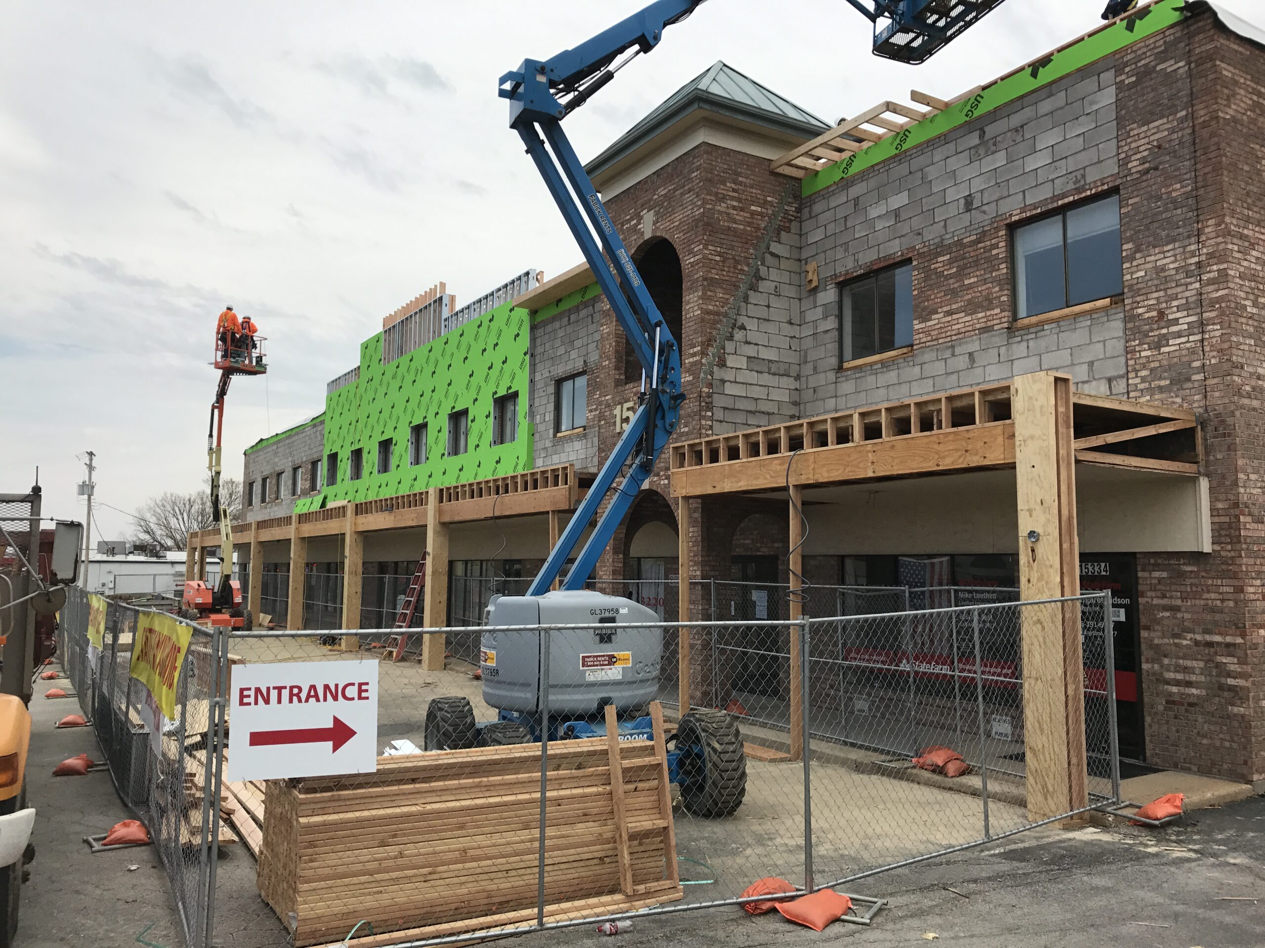 Exterior of commercial building in progress