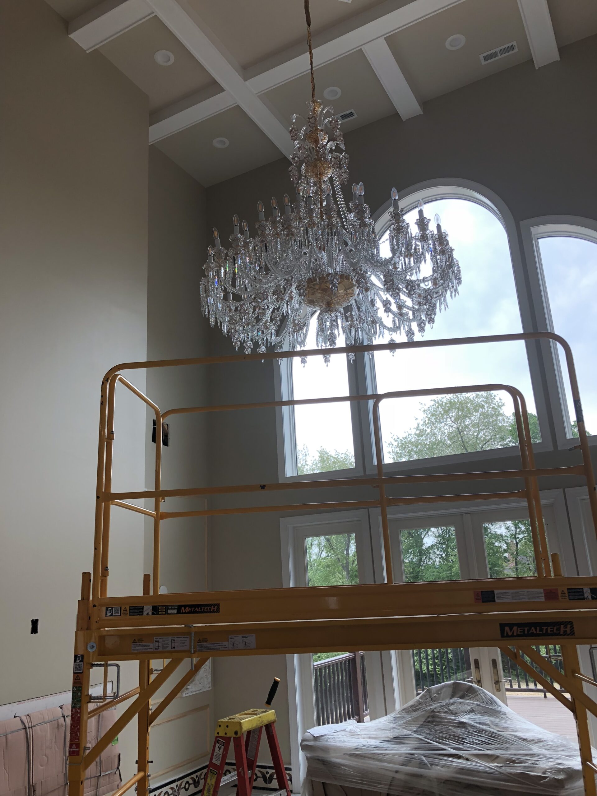 Chandelier in entryway