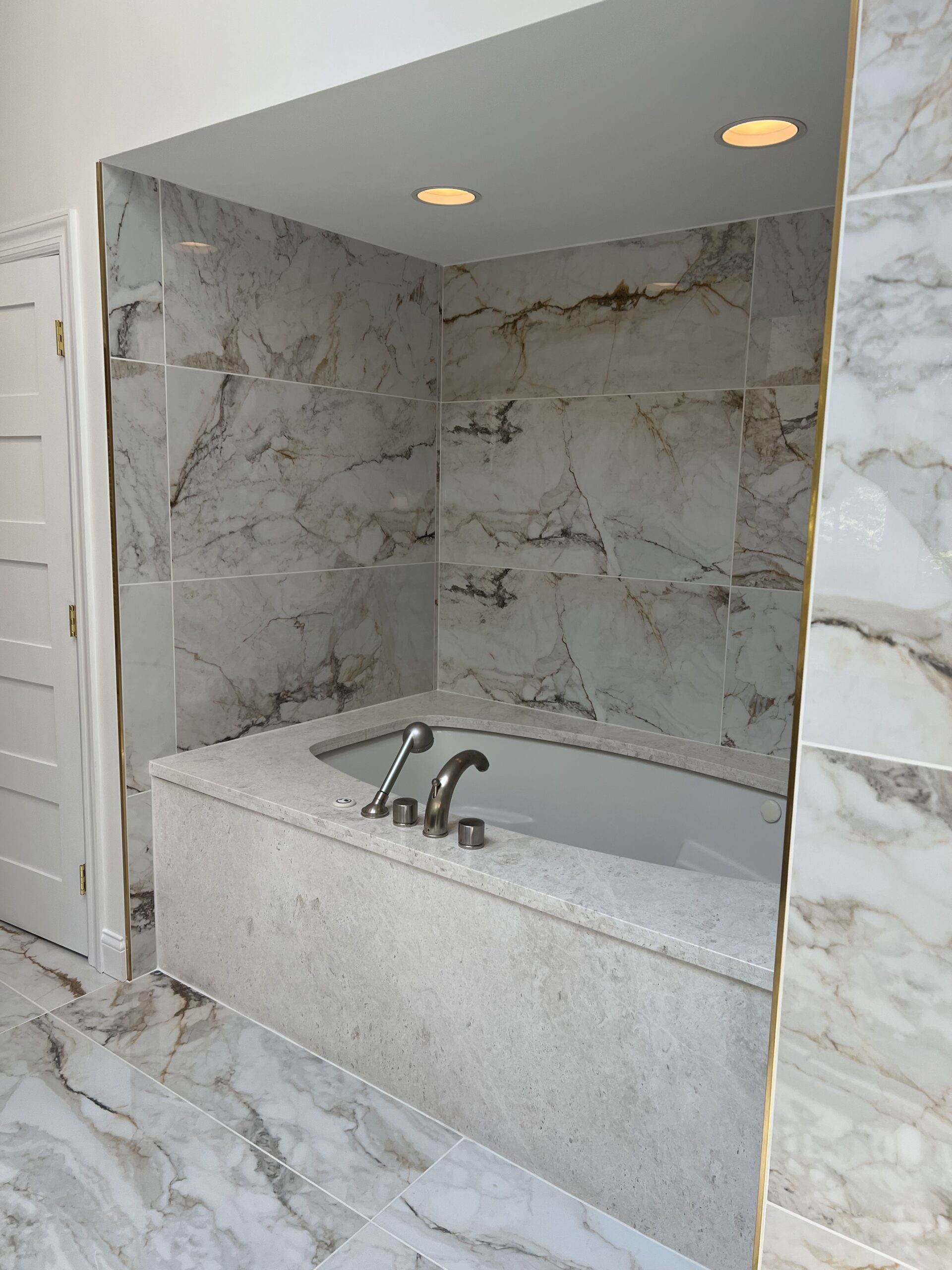 Finished marble residential bathtub