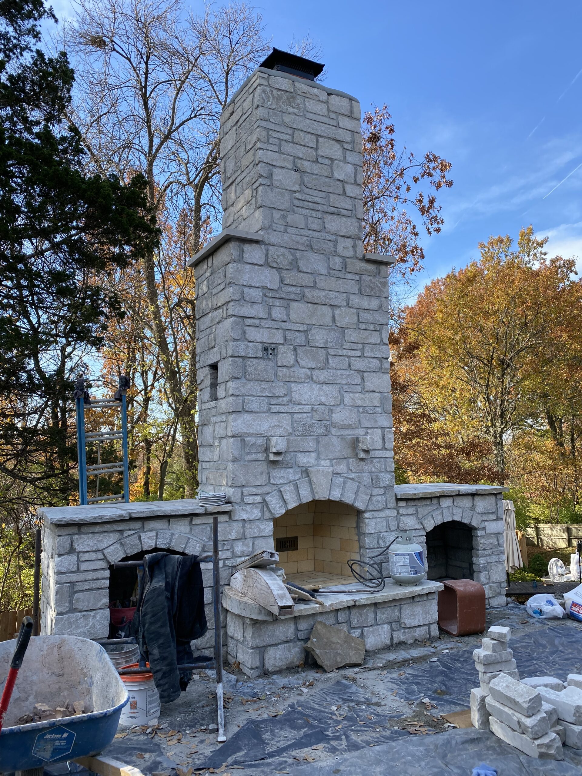 Back fireplace being built